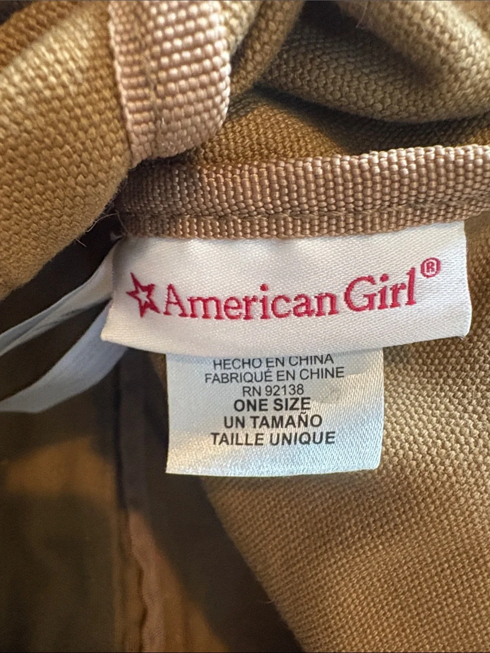 American Girl Brown Canvas Crossbody with Pink Patterned Straps
